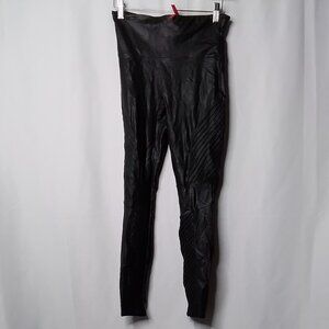 SPANX BLACK FAUX LEATHER LEGGINGS SIZE M